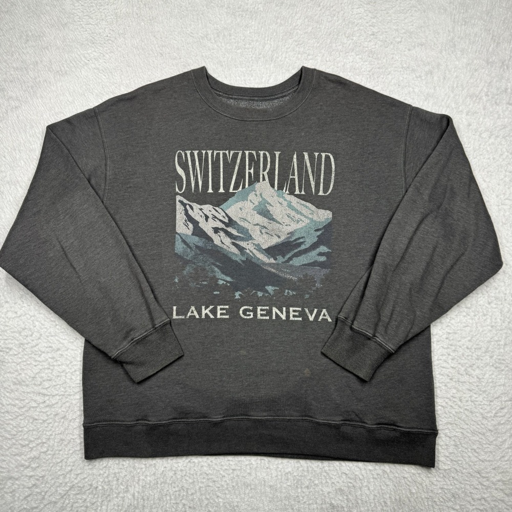 Hollister‎ Graphic Print Switzerland Lake Geneva Pullover Sweater Women's Size M